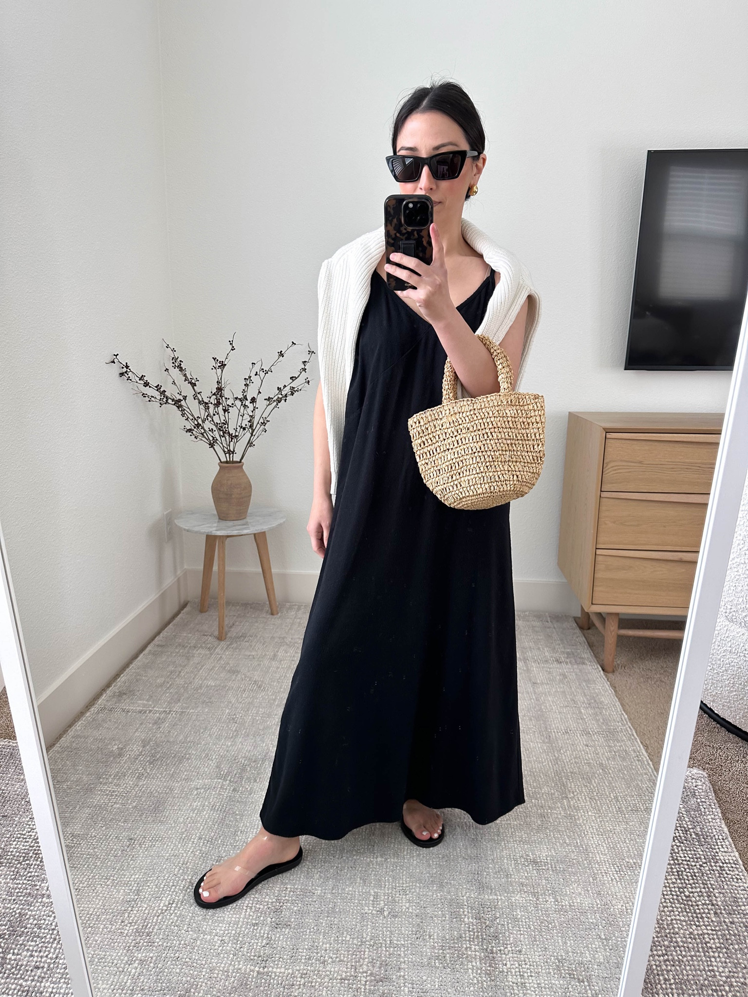 Neutral resort wear. Petite vacation looks. This is the best throw-and-go dress. Slip dress in a linen material. So comfy and flattering. I’m wearing the xs 

Jenni Kayne slip dress xs
Ancient Greek Sandals 35 (sold out)
Jenni Kayne bag 
YSL sunglasses 
J.Crew fisherman sweater xs 

#LTKtravel #LTKswim #LTKSeasonal