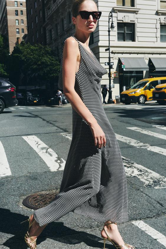 ZW COLLECTION POLKA DOT MIDI DRESS | Zara UK