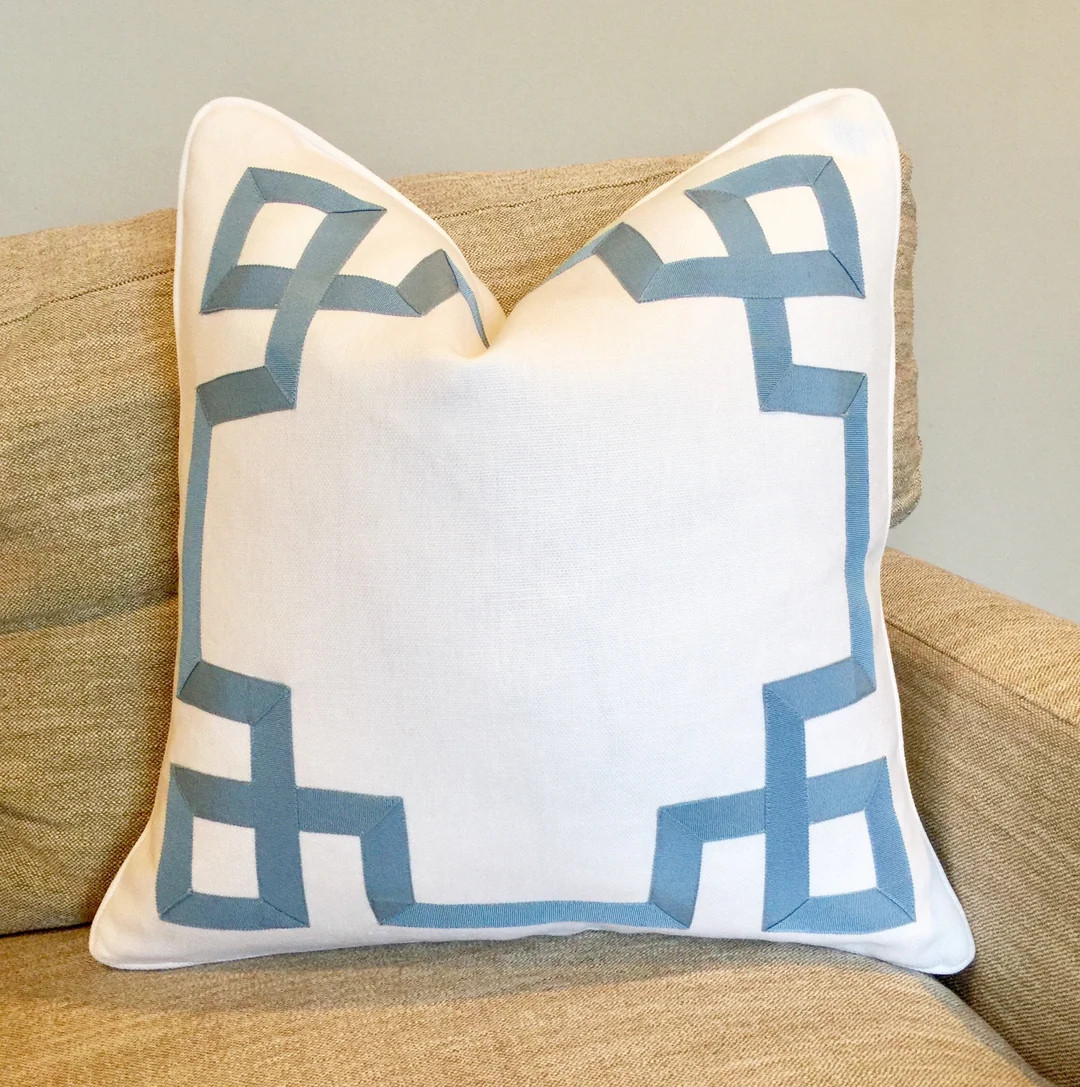 Linen With Samuel and Sons French Grosgrain Tape Pillow Cover, Lumbar - Etsy | Etsy (Global)