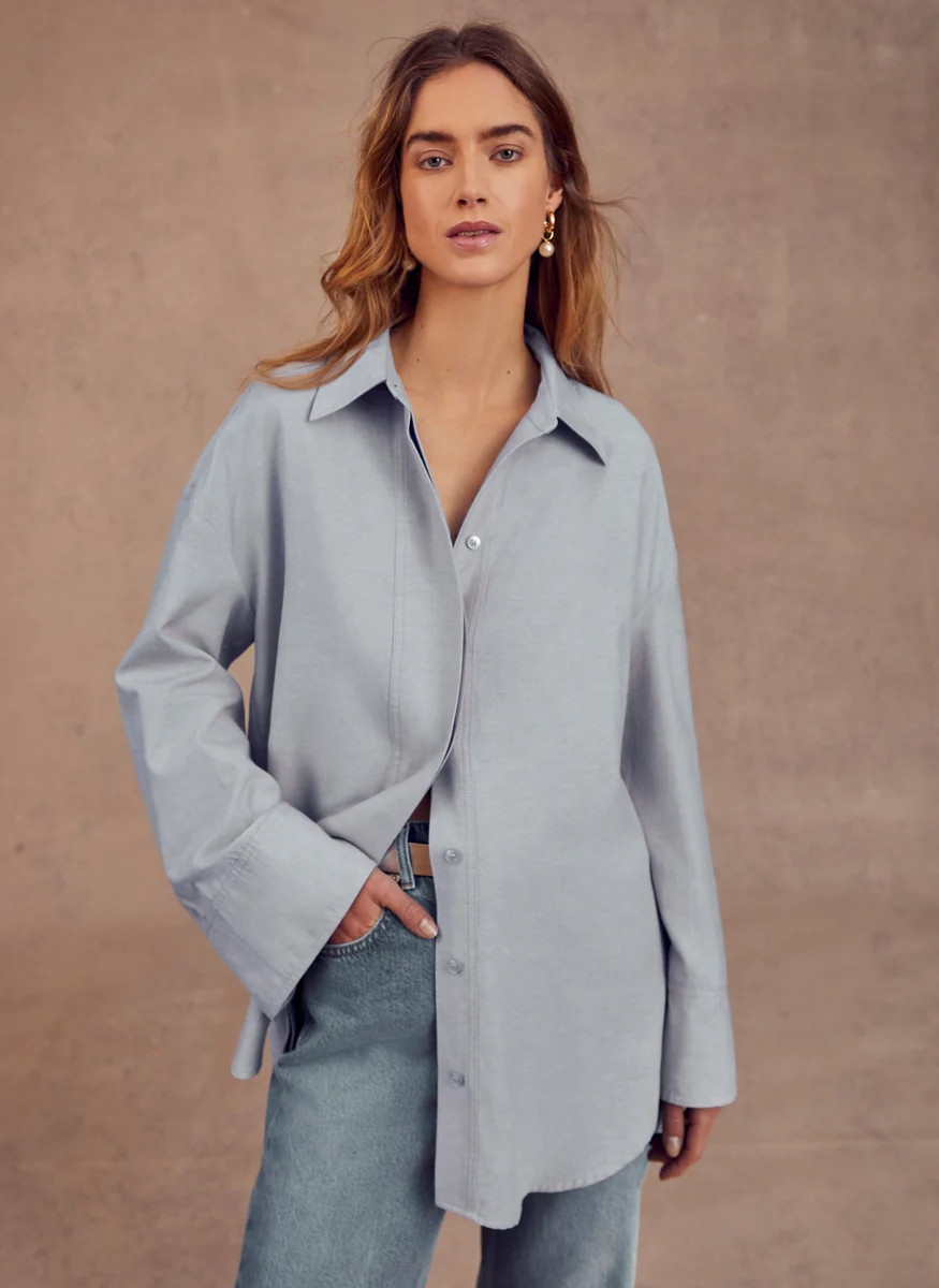 Blue Oversized Cotton Shirt | Mint Velvet