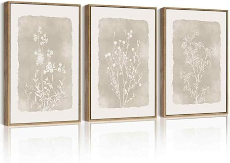 Drsoum Botanical Flower Wall Art Framed Vintage Floral Wall Prints Wildflower Neutral Rustic Bohe... | Amazon (US)