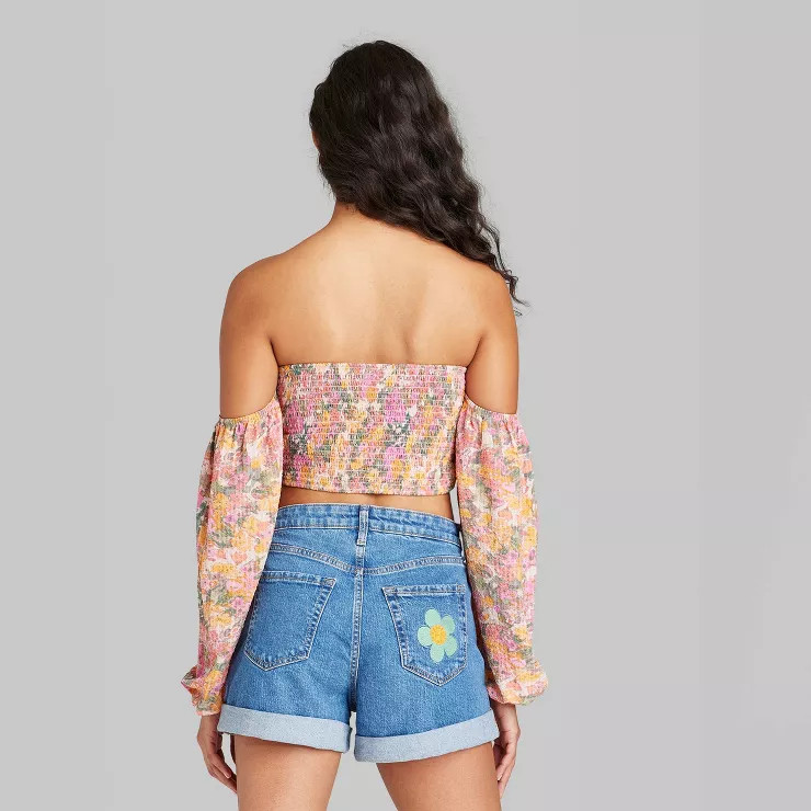 Women's Balloon Long Sleeve Off the Shoulder Corset Top - Wild Fable™ | Target