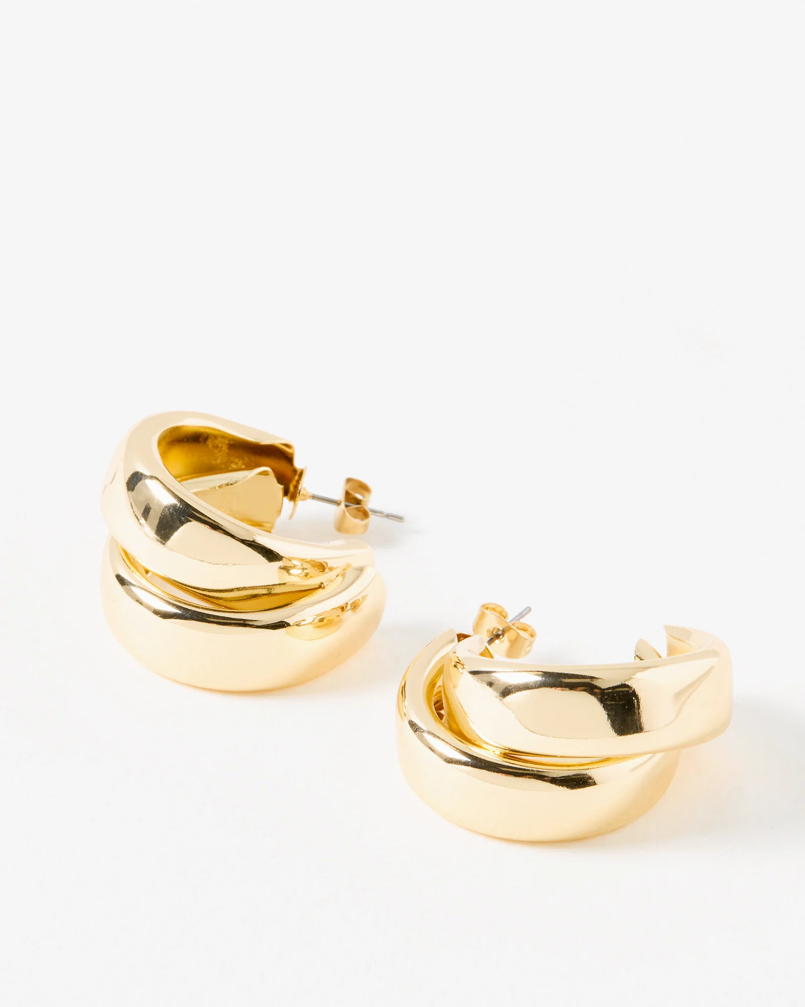 Remi Double Row Gold Tone Hoop Earrings | Oliver Bonas IE | Oliver Bonas (Global)