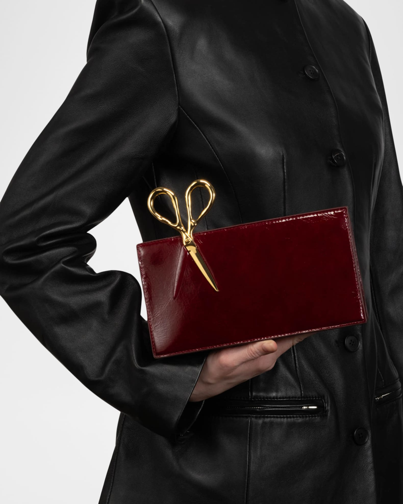 The Petit Scissor Leather Clutch Bag | Neiman Marcus