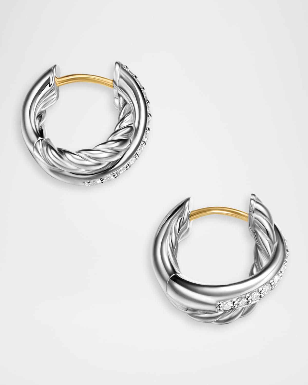 5mm DY Crossover Huggie Hoop Earrings in Silver | Neiman Marcus