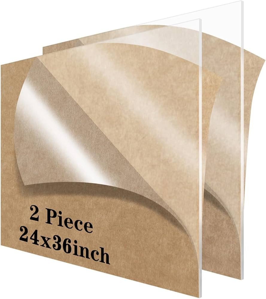 Acrylic Sheet 24 x 36 1/8 inch Thick Lesnlok 2 Pack 3mm Clear Plexiglass Sheet,Use for Craft Proj... | Amazon (US)