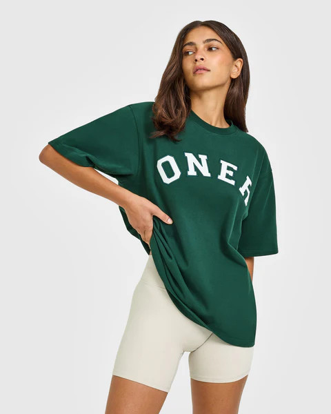 Oversized Oner Girlfriend Washed T-Shirt 
 Racing Green | Oner Active (UK / US)