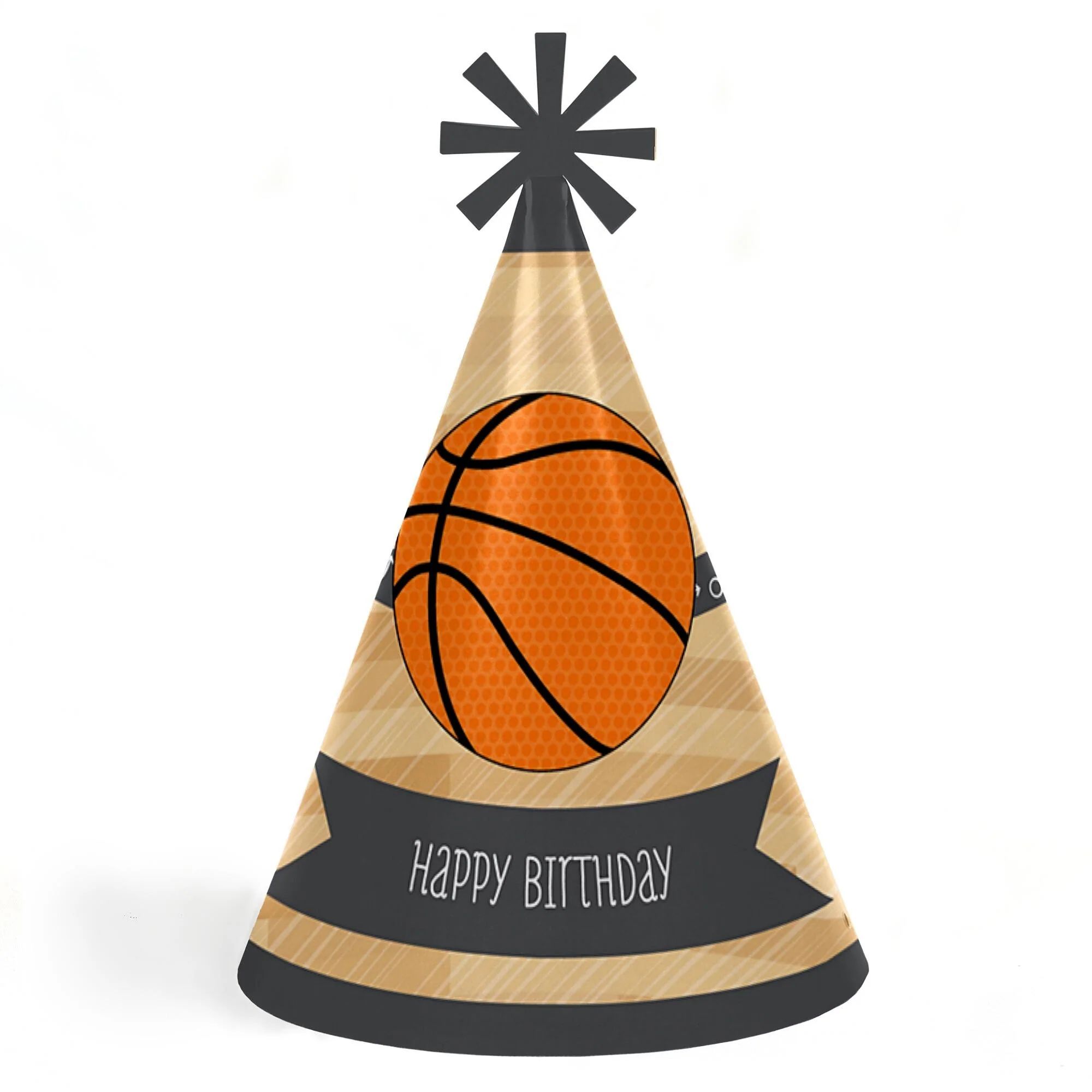 Nothin' but Net - Basketball - Cone Happy Birthday Party Hats for Kids and Adults - Set of 8 (Sta... | Big Dot of Happiness