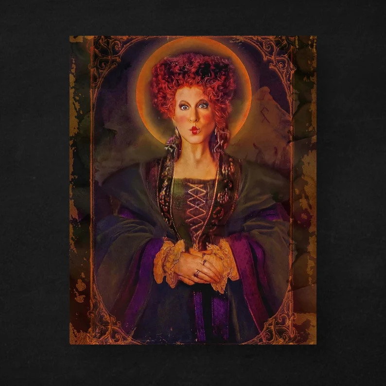 Winifred Sanderson Hocus Pocus Oil Painting Holidays Art Print Unique Gifts Eclectic Halloween Po... | Etsy (US)