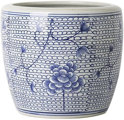 Seodradow Ceramic Planter Pot Blue and White Porcelain Decorative Flower Pot for Indoor Plants Container with Drainage Hole(13.8 * 13.5CM) | Amazon (US)