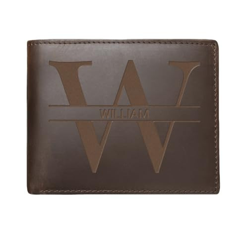 Personalized Wallets for Men, Engraved Leather RFID Blocking Wallets for Dad, Son, Husband, Boyfriend, Personalized Gifts for Fathers Day & Valentines, 2 ID Windows, 8 Card Slots, Christmas Gifts | Amazon (US)