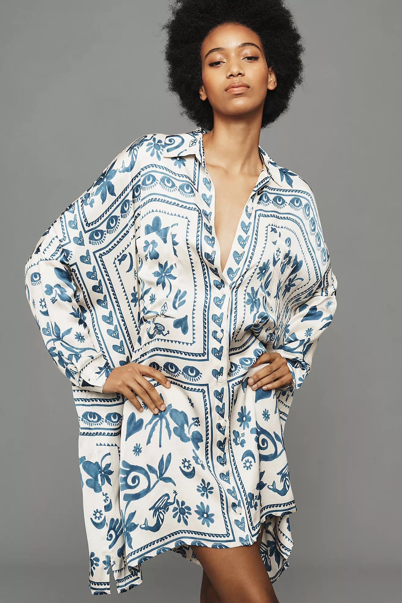 Corey Lynn Calter Long-Sleeve Printed Mini Shirt Dress | Anthropologie (US)