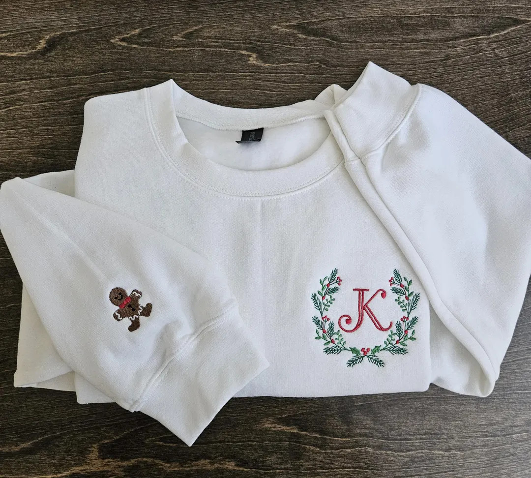 MONOGRAMMED Christmas crewneck sweatshirts, holiday sweater, christmas sweater, embroidered sweat... | Etsy (US)