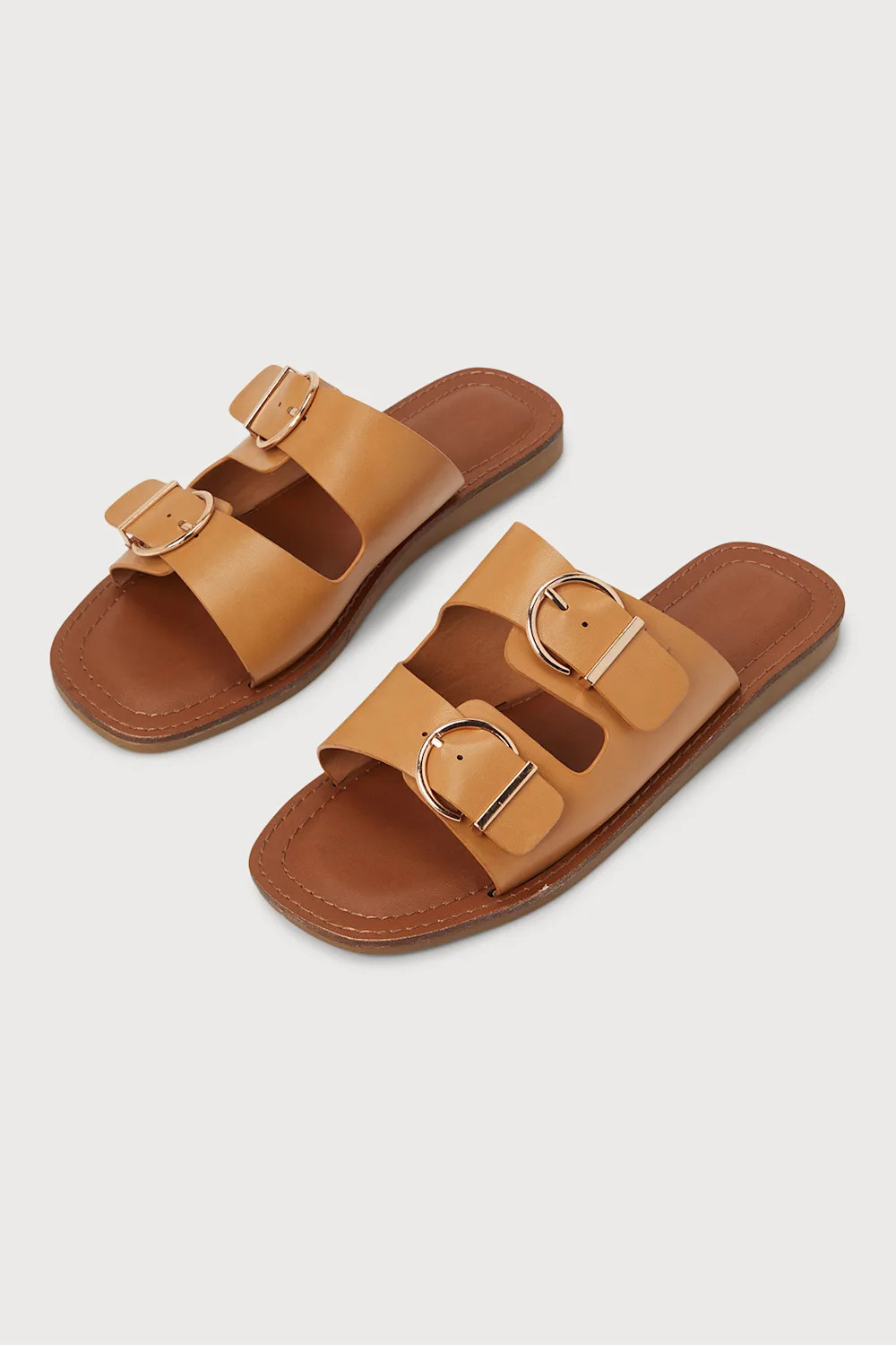 Olenna Tan Buckled Slide Sandals | Lulus (US)