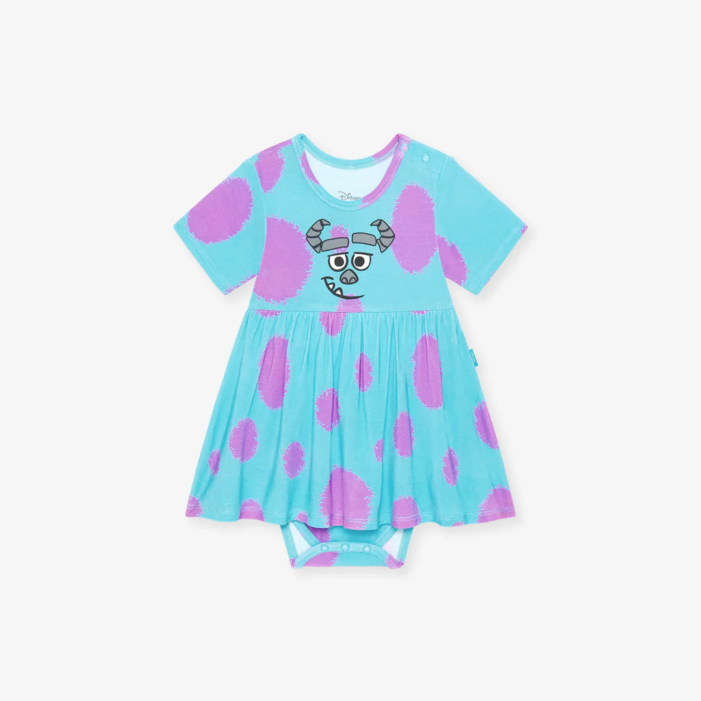 Pixar Blue Long Sleeve Disney Monsters, Inc. Sulley Bodysuit Dress | Posh Peanut® | Posh Peanut