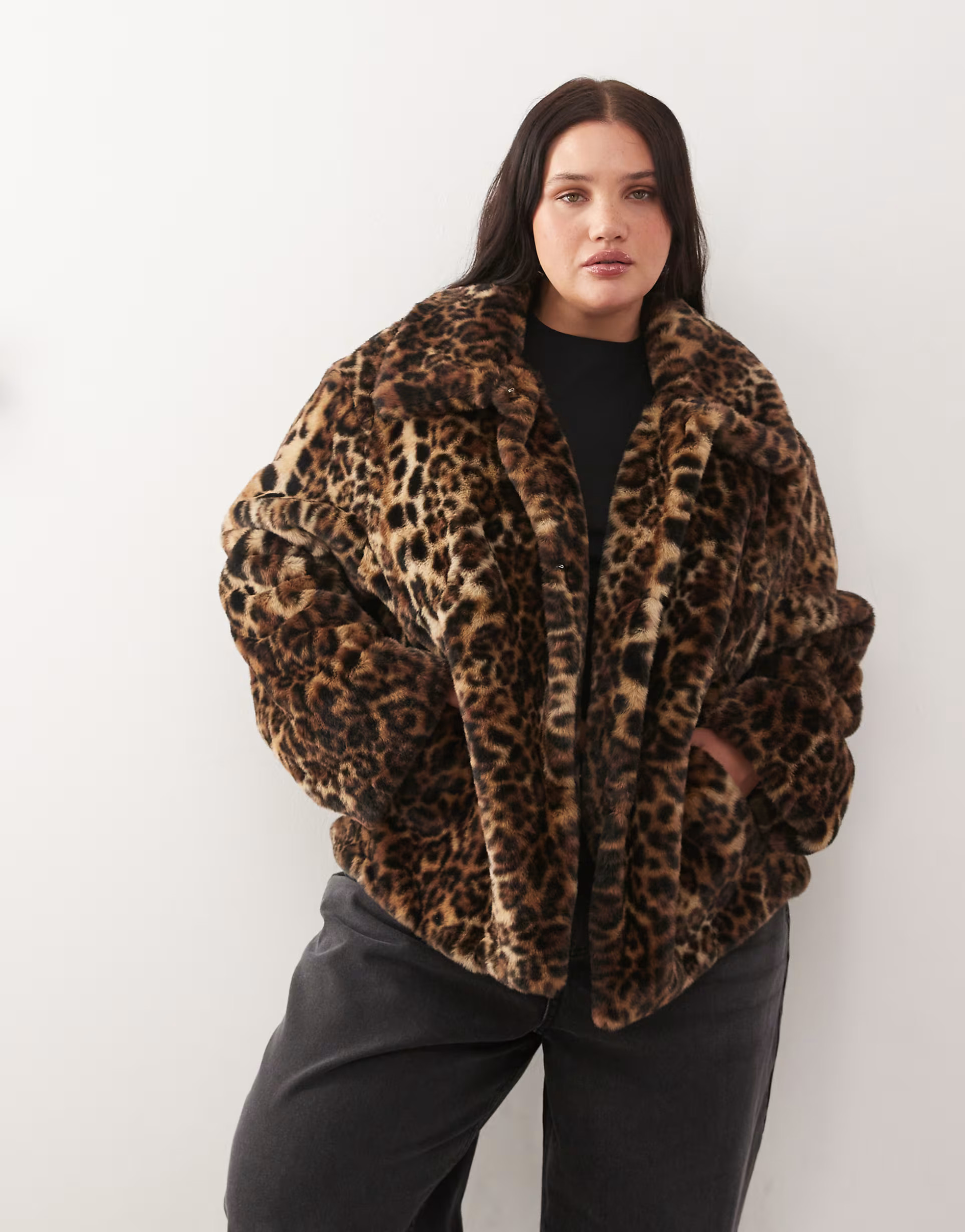 Noisy May Curve faux fur jacket in leopard print | ASOS (Global)