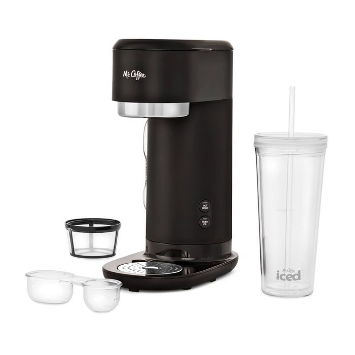Mr. Coffee Single-Serve Iced and Hot Coffee Maker with Reusable Tumbler and Filter - Black | Target