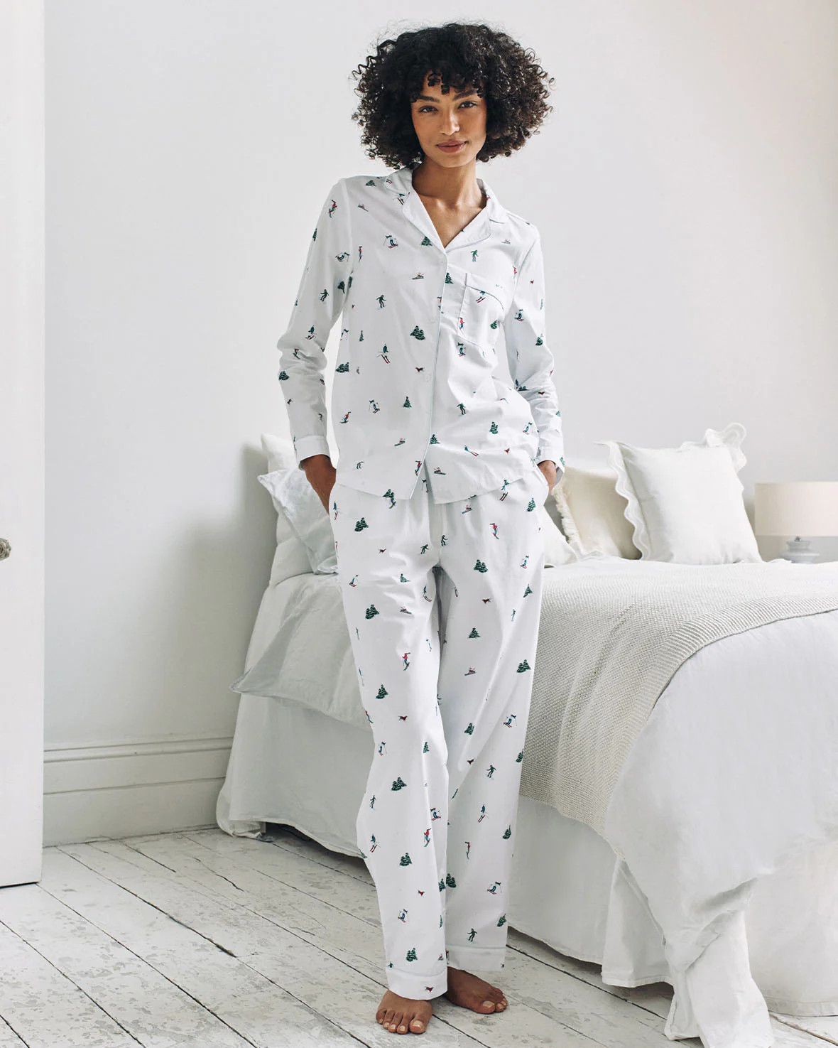 Organic Cotton Ski Vacation Print Long Pyjama Set | Chelsea Peers NYC