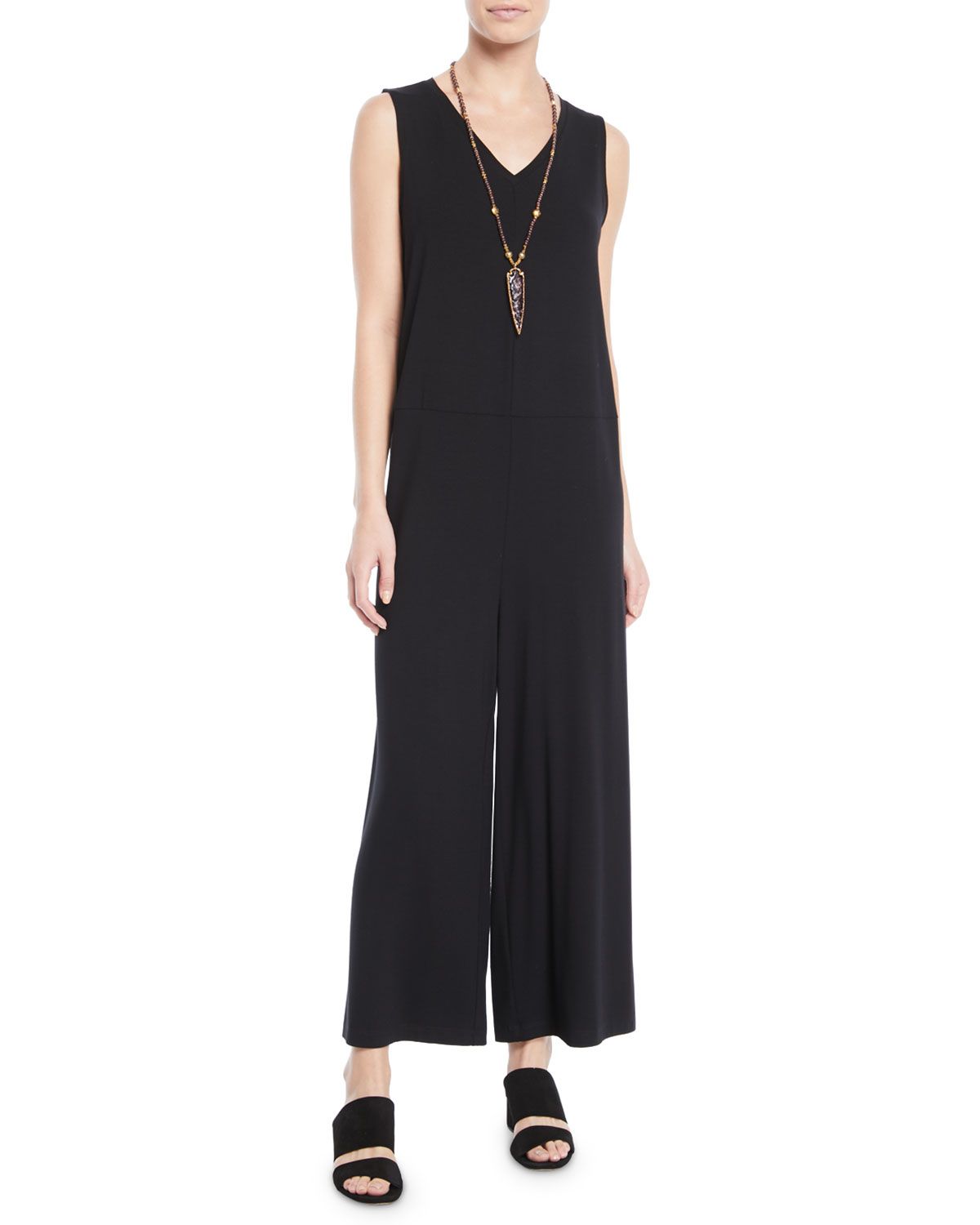 Wide-Leg Viscose Jersey Jumpsuit, Plus Size | Neiman Marcus