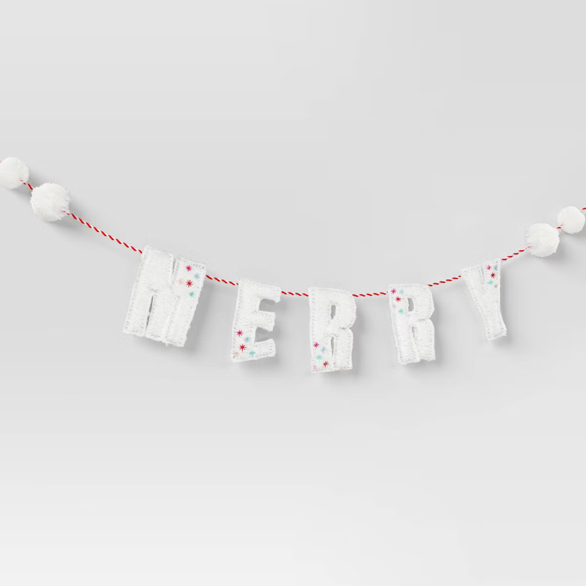 6' Fabric 'Merry' Christmas Decorative Wall Garland White - Wondershop™ | Target