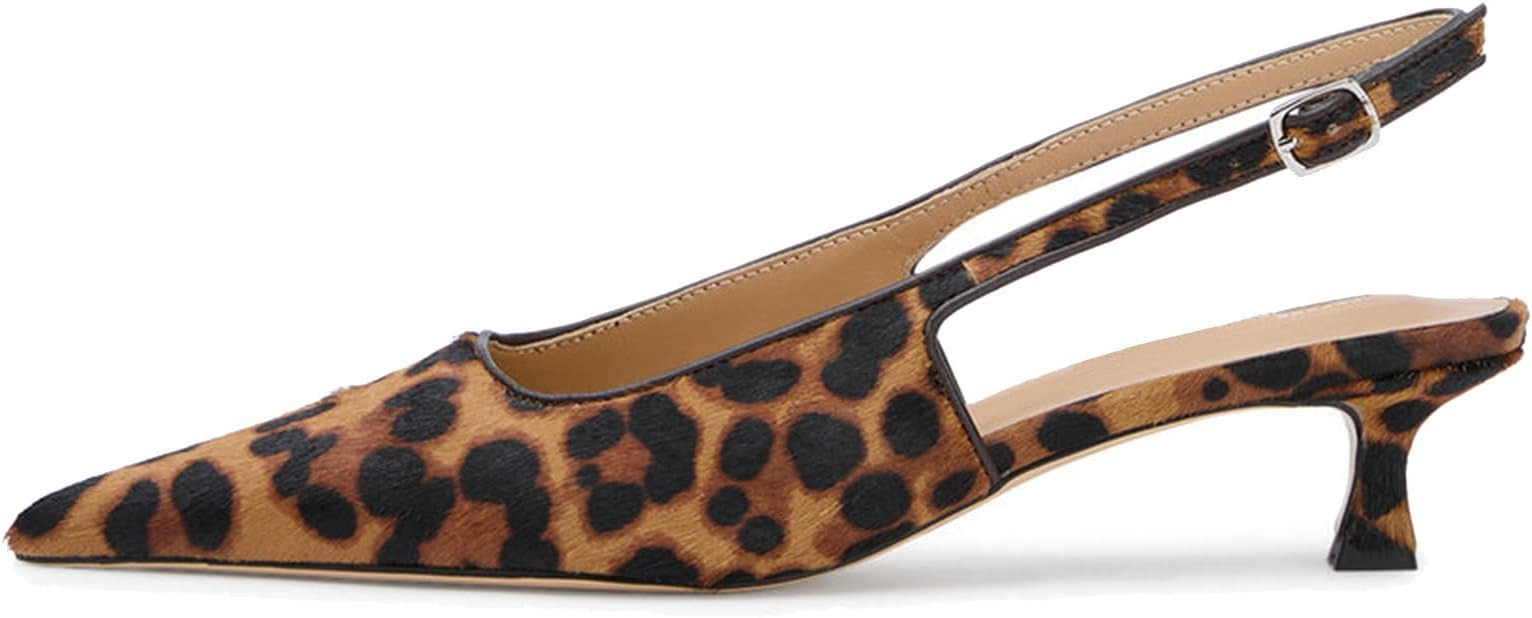 KysBloes Pointed Toe Slingback Kitten Heels for Women Low Heel Pointed Toe Pumps Formal Dress Sho... | Amazon (US)