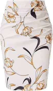 GRACE KARIN Womens Elegant Ruched Knee Length Slim Fit Business Skirt | Amazon (US)