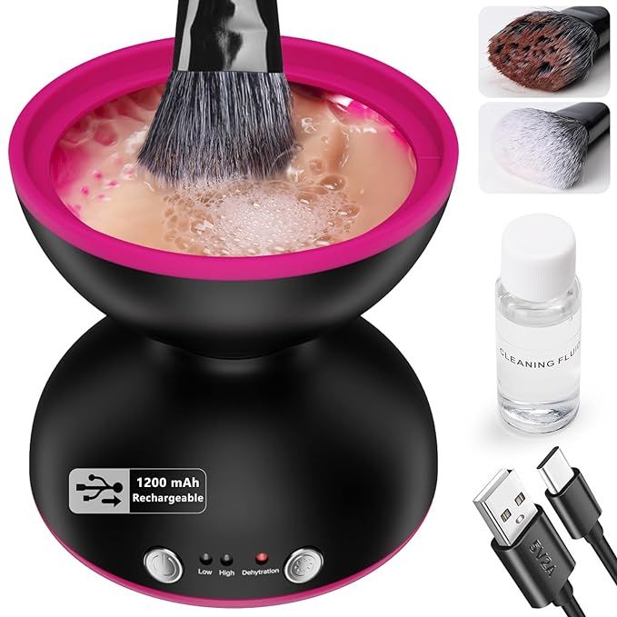 Makeup Brush Cleaner Machine-Rechargeable 1200mHA, Portable Electric Makeup Brush Cleaner Machine... | Amazon (US)