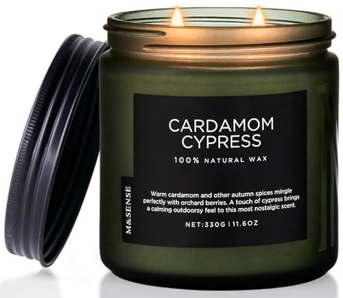 M&SENSE Kardamom & Zypresse Duftkerzen im Glas 2-Baumwolldocht 330g Sojawachskerze 70 Std. Brenndauer saubere ungiftige Kerze Herbstduftkerze Cardamon & Cypress 2 Cotton Wick Jar Candle | Amazon (DE)