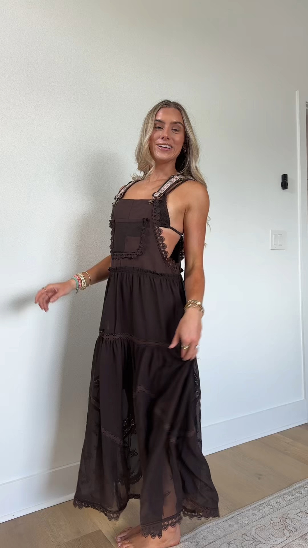 Amazon size XS Women's Summer Laced Embroidered Tulle Bib Overall Dress Casual Loose Adjustable Straps Sleeveless Maxi Dress

#LTKootd #LTKSwim #LTKSeasonal