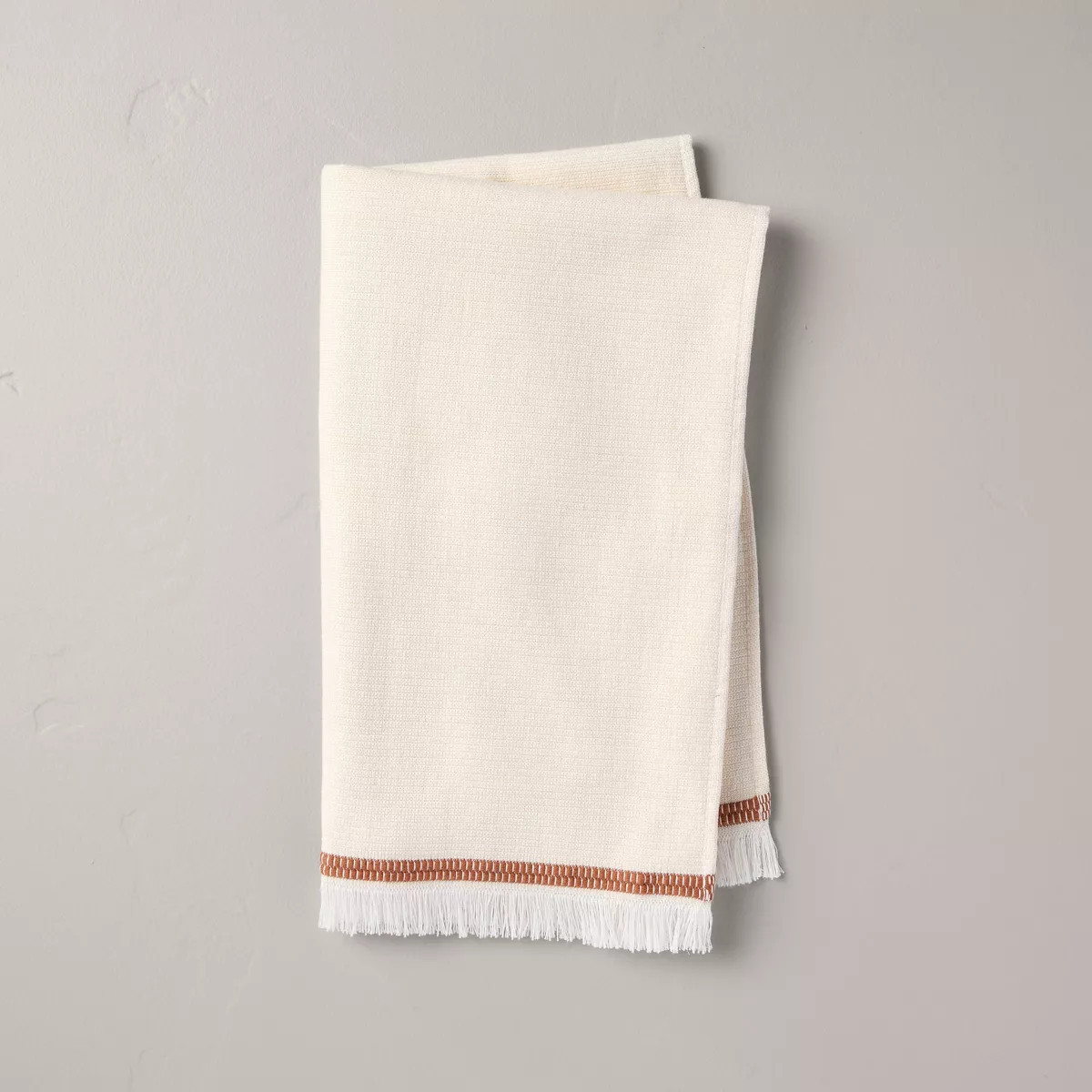 Twin Stripe Cotton Hand Towel Beige/Rust - Hearth & Hand™ with Magnolia: Lightweight, Farmhouse... | Target