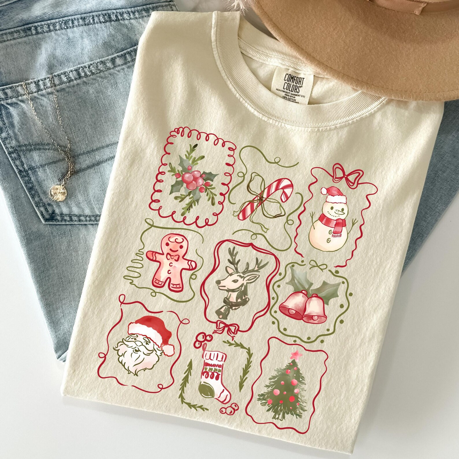 Retro Christmas Comfort Colors Shirt, Vintage Xmas Tee - Etsy | Etsy (US)