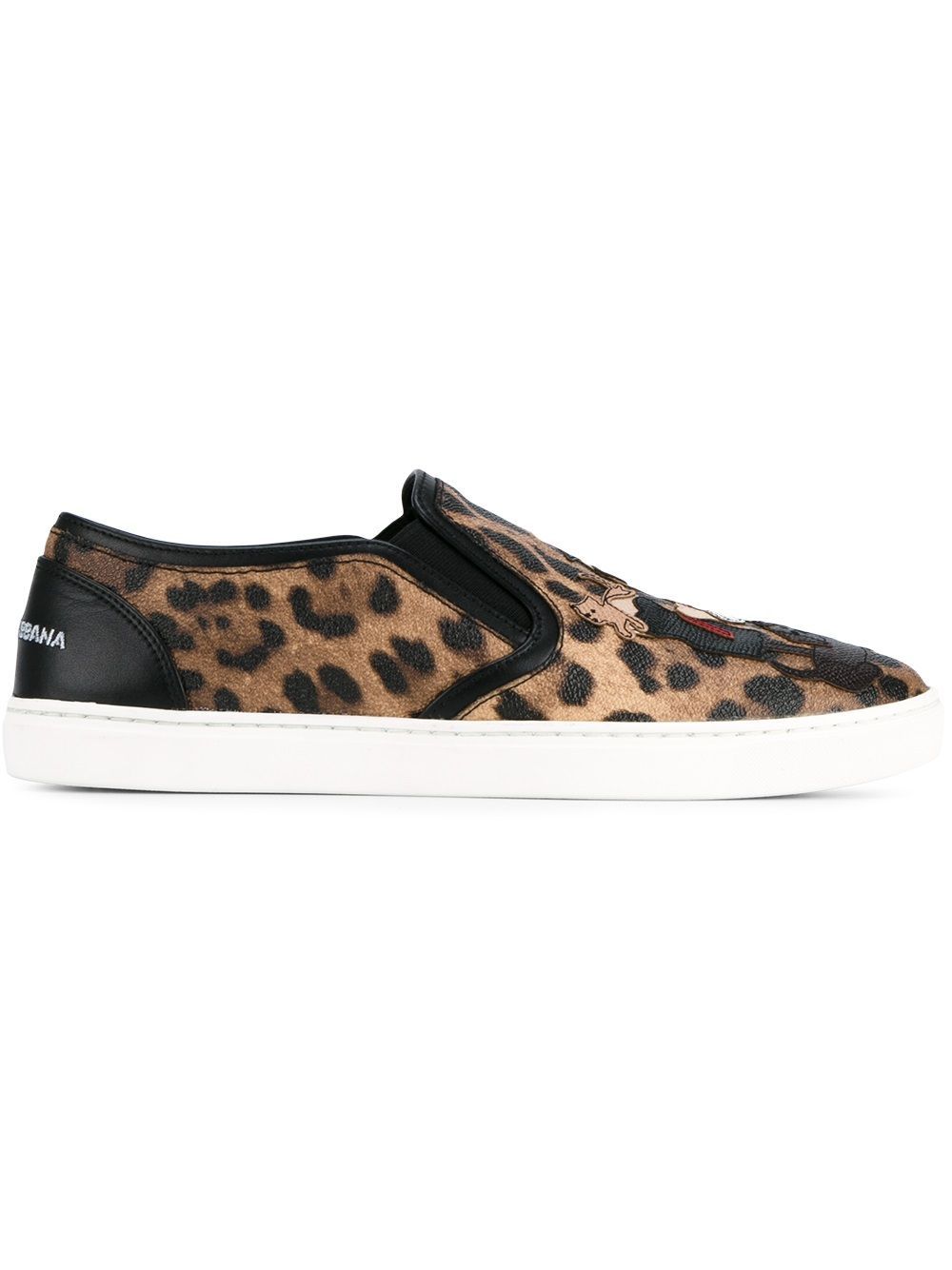 Dolce & Gabbana leopard slip on leather sneakers - Nude & Neutrals | FarFetch US