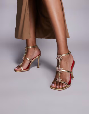 River Island starfish detail heeled sandal in gold | ASOS | ASOS (Global)