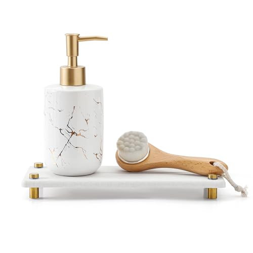 Stone Drying Tray, Gold Sink Caddy, Water Absorbing Faucet Mat Kitchen Sink Organizer, Diatomite Bathroom Counter Coaster, Soap Dish Rack Riser Dispenser Sponge Holder, Beige 10" x 4" | Amazon (US)