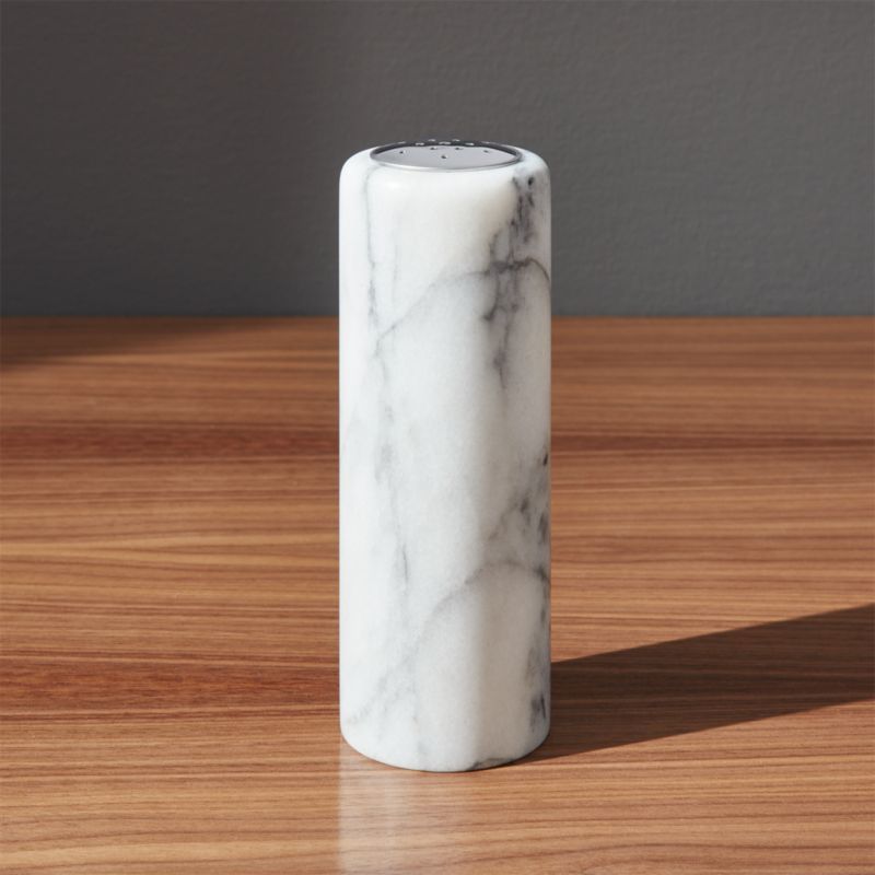 French Kitchen Marble Salt-Pepper Shaker + Reviews | Crate and Barrel | Crate & Barrel