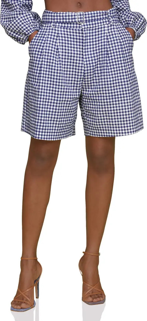 Avec Les Filles Gingham Belted Linen Blend Bermuda Shorts | Nordstrom | Nordstrom