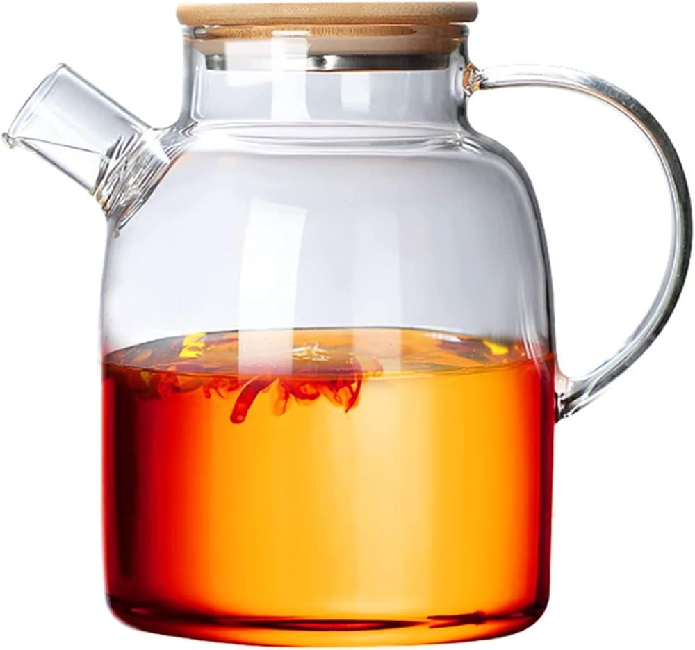 Glass Teapot, Stovetop & Microwave Safe Glass Borosilicate Teapot, Glass Teapot with Strainer, Gl... | Amazon (US)