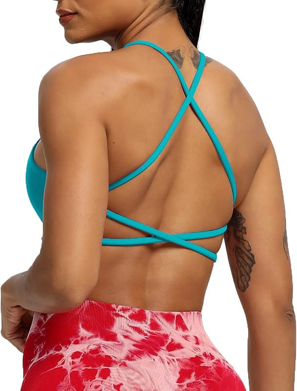 Aoxjox Women's Workout Sports Bras Fitness Backless Padded Ivy Low Impact Bra Yoga Crop Tank Top | Amazon (US)