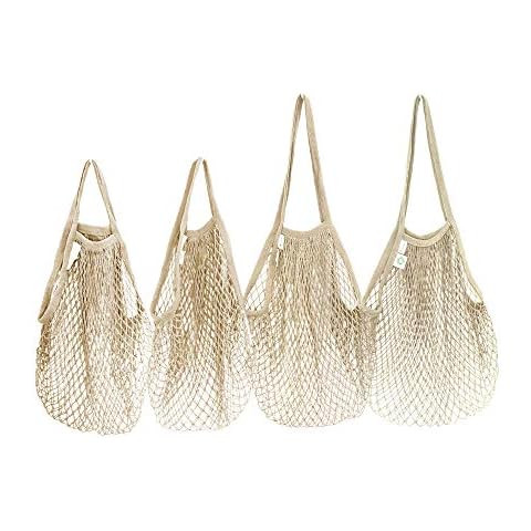 MERCURHOUSE 5 pack Cotton String Shopping Bags Reusable Washable Grocery Mesh Bags Organizer for ... | Amazon (US)