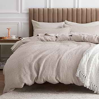 Bedsure Cotton Duvet Cover King - 100% Cotton Waffle Weave Linen Color Duvet Cover, Soft and Brea... | Amazon (US)