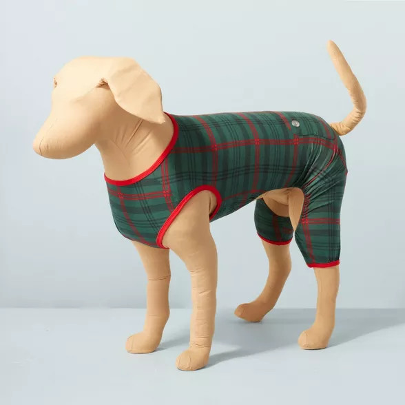 Tartan Plaid Pet PJ Dark Green/Red - Hearth & Hand™ with Magnolia | Target