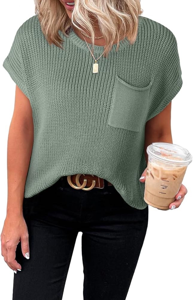 Dokotoo Women's Casual Short Sleeve Loose Tunic Tops Lightweight Knit Spring Pullover Sweater Blo... | Amazon (US)