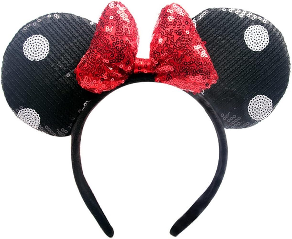 OBUY Mouse Ears Bow Headbands Glitter Princess Party Decoration Adult Mouse Ears,Sparkly Mouse Ea... | Amazon (US)