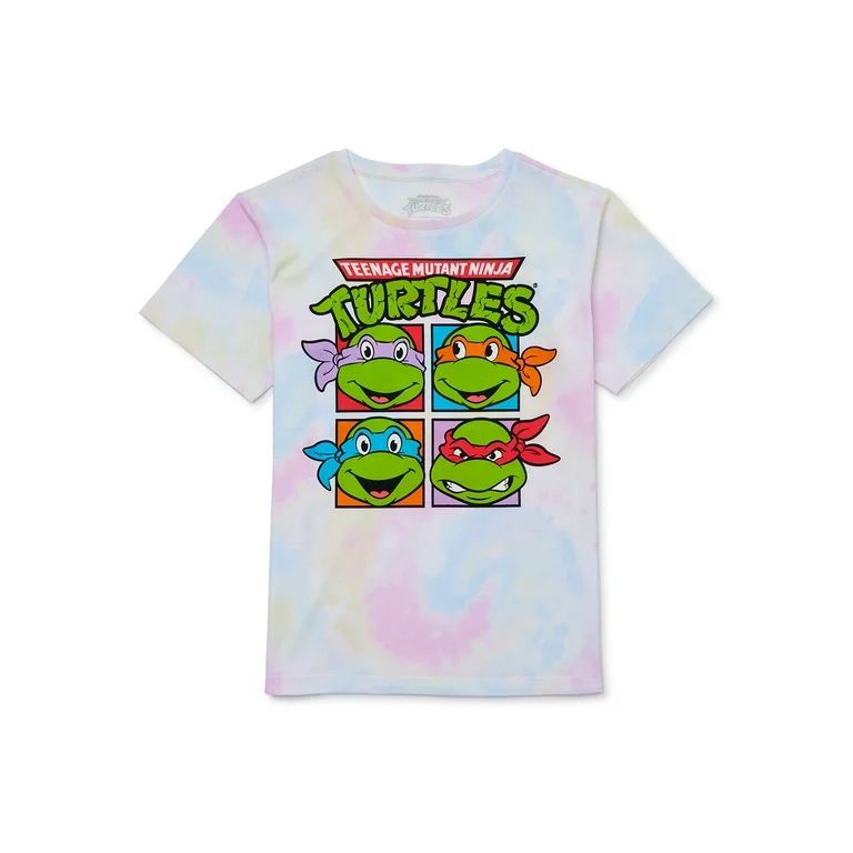 Teenage Mutant Ninja Turtles Squares Graphic Crewneck T-Shirts with Short Sleeves, Sizes 4-16 - W... | Walmart (US)