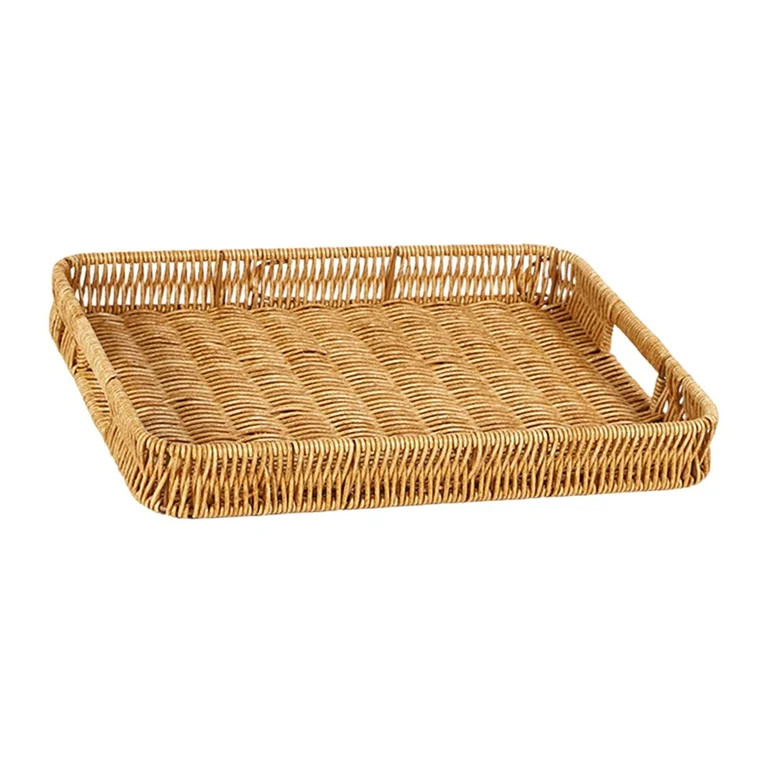 flameer Rattan Wicker Storage Basket Home Decor Entryway Dinner Table Handwoven Tray Rectangular ... | Walmart (US)