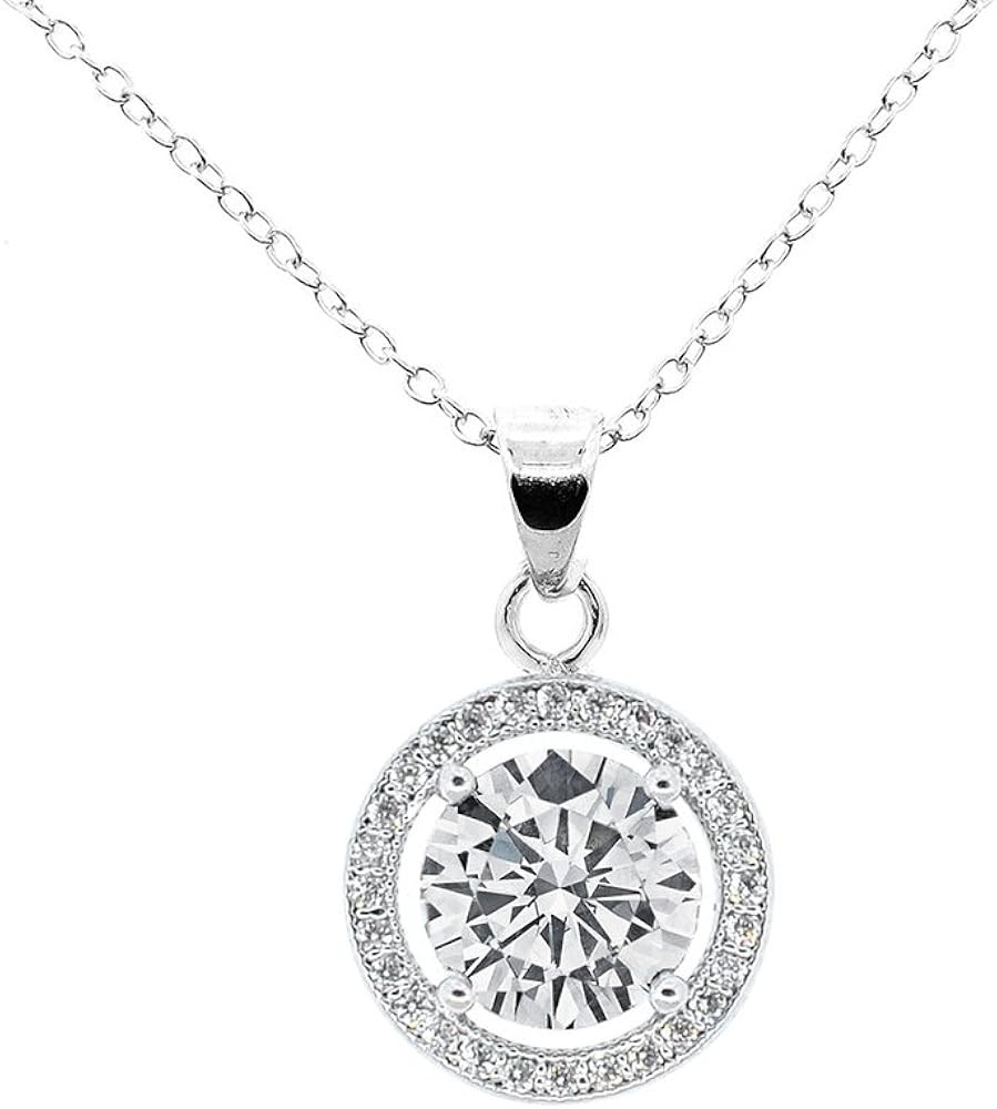 Cate & Chloe Blake 18k Gold-Plated Halo Pendant Necklace with Round Cut Simulated Diamond Crystal... | Amazon (US)