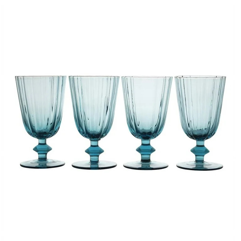 Beautiful Scallop Glass Goblets Set of 4 Cornflower Blue by Drew Barrymore | Walmart (US)