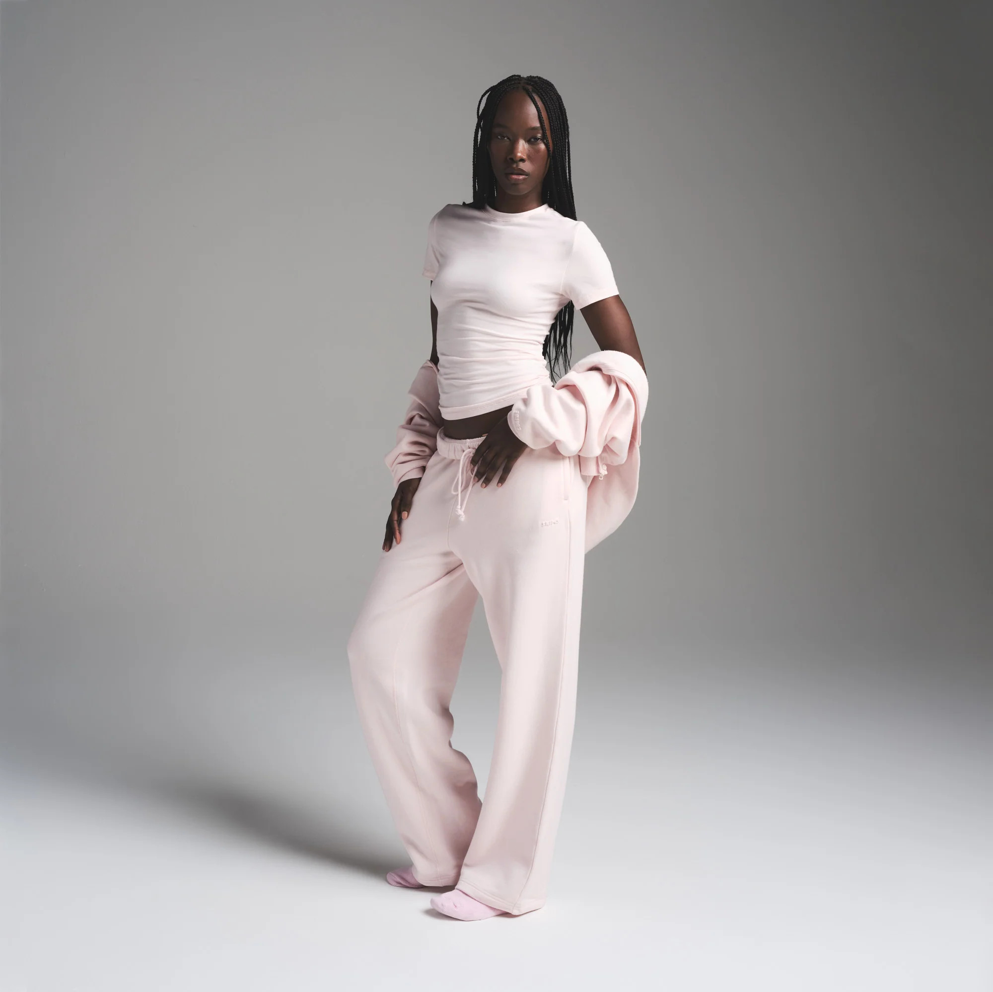 SKIMS Classic Straight Leg Pants | Pink | Medium | Cotton Fleece | SKIMS (US)