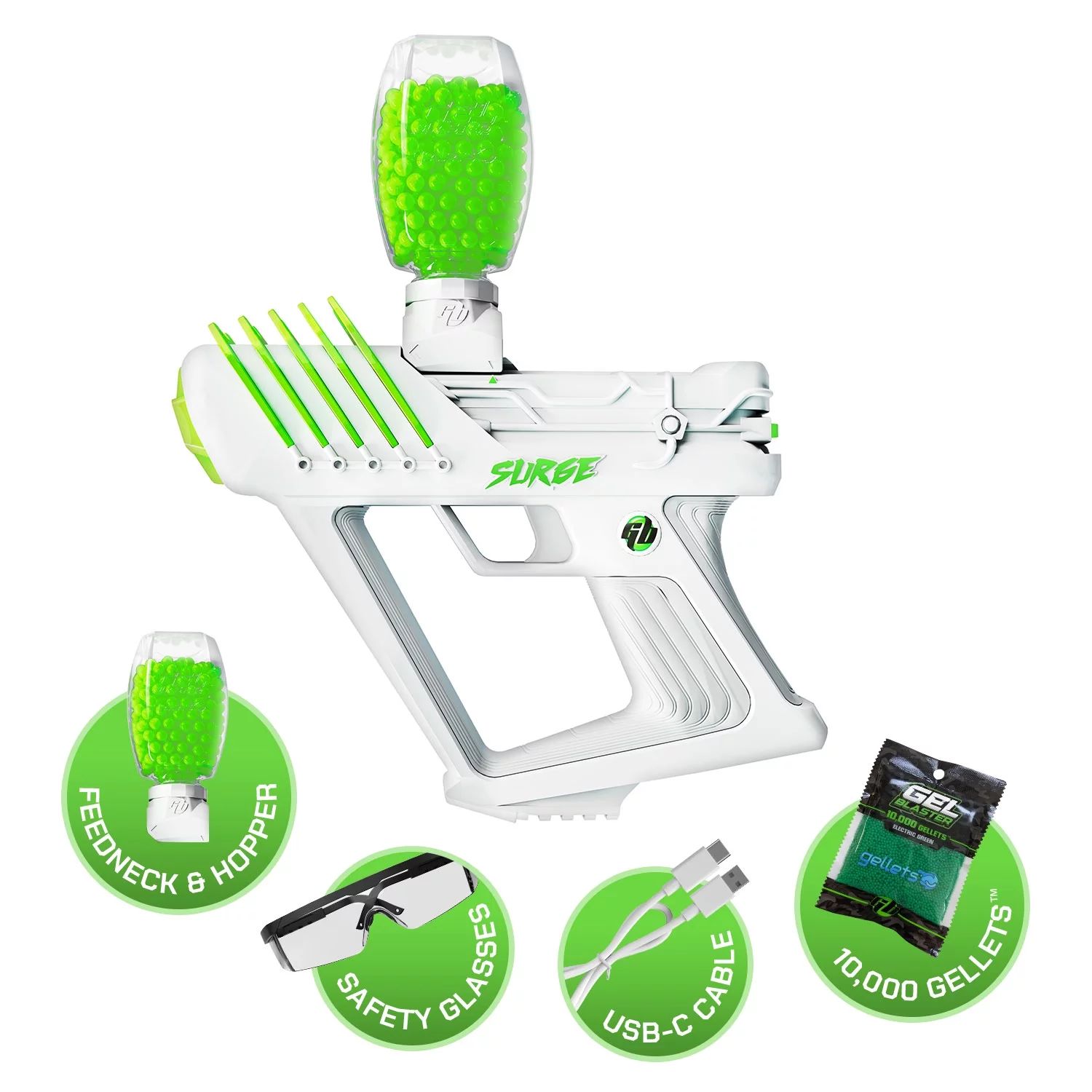 Gel Blaster SURGE, Water-Based Gel Bead Blaster with 10,000 Electric Green Gellet Pack | Walmart (US)