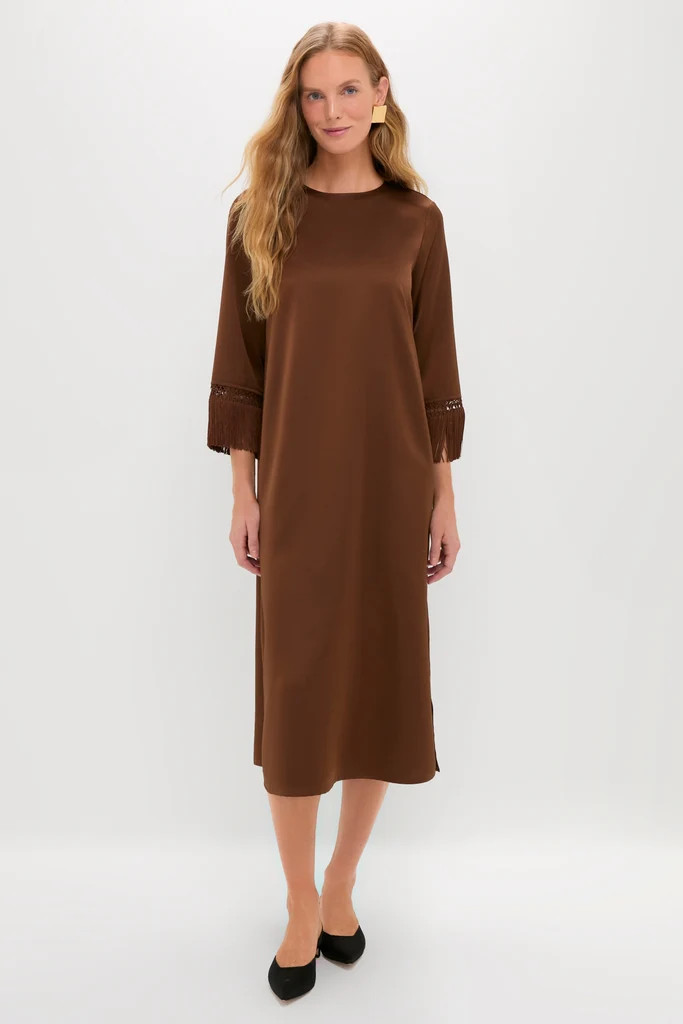 Brown Satin Tassel Jamie Dress | Tuckernuck (US)